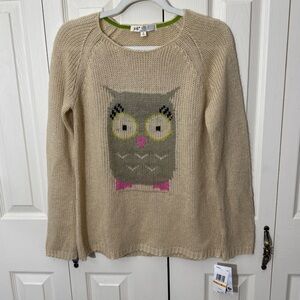 Jolt Owl Knit Cream Sweater Women’s Size Small